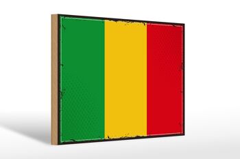 Panneau en bois drapeau du Mali 30x20cm Rétro Drapeau du Mali 1