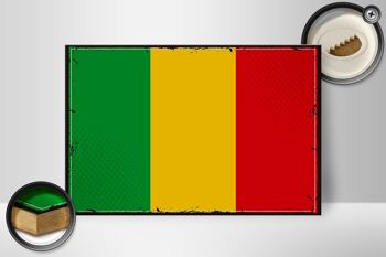 Panneau en bois drapeau du Mali 30x20cm Rétro Drapeau du Mali 2