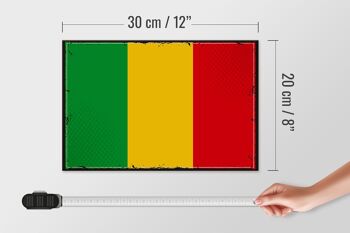 Panneau en bois drapeau du Mali 30x20cm Rétro Drapeau du Mali 4