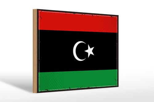 Holzschild Flagge Libyens 30x20cm Retro Flag of Libya