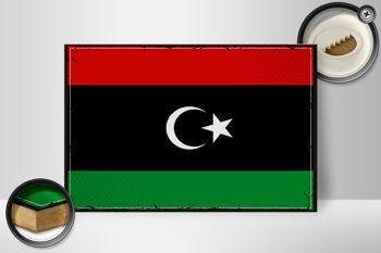 Panneau en bois drapeau de la Libye 30x20cm Drapeau rétro de la Libye 2