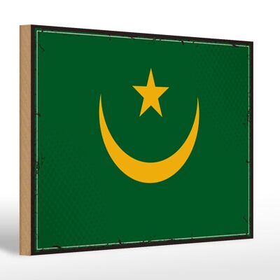 Letrero de madera bandera de Mauritania bandera retro 30x20cm