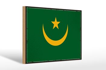 Panneau en bois drapeau de la Mauritanie 30x20cm drapeau rétro 1