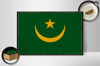 Panneau en bois drapeau de la Mauritanie 30x20cm drapeau rétro 2