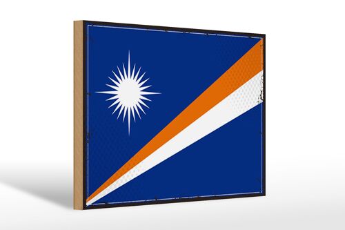 Holzschild Flagge Marshallinseln 30x20cm Retro Flag