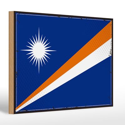 Cartello in legno bandiera Isole Marshall 30x20 cm bandiera retrò