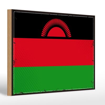 Letrero de madera Bandera de Malawi 30x20cm Bandera Retro de Malawi