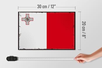 Panneau en bois drapeau de Malte 30x20cm Drapeau rétro de Malte 4