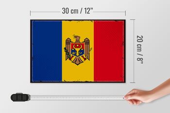 Drapeau de signe en bois Moldavie 30x20cm Drapeau rétro de Moldavie 4