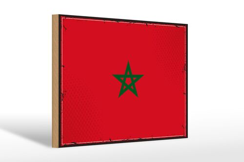 Holzschild Flagge Marokkos 30x20cm Retro Flag of Morocco