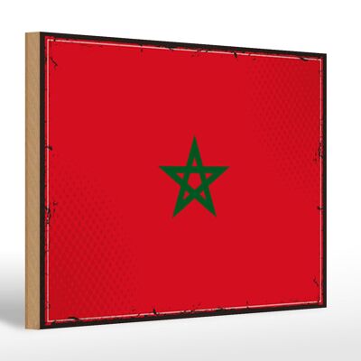 Letrero de madera Bandera de Marruecos 30x20cm Bandera Retro de Marruecos