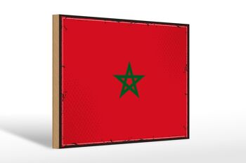 Panneau en bois drapeau du Maroc 30x20cm Rétro Drapeau du Maroc 1