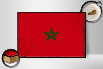 Panneau en bois drapeau du Maroc 30x20cm Rétro Drapeau du Maroc 2