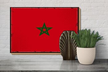 Panneau en bois drapeau du Maroc 30x20cm Rétro Drapeau du Maroc 3