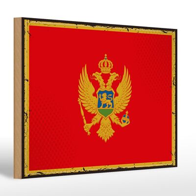 Letrero de madera bandera Montenegro 30x20cm Bandera Retro Montenegro