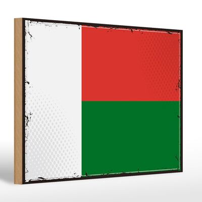 Cartel de madera bandera de Madagascar 30x20cm Retro Madagascar
