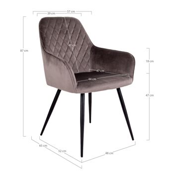 Harbo Dining Chair - Chaise en velours champignon HN1208 6