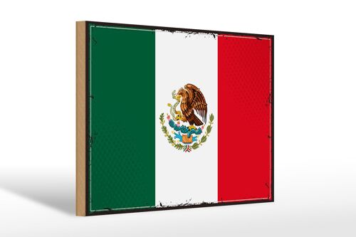 Holzschild Flagge Mexikos 30x20cm Retro Flag of Mexico