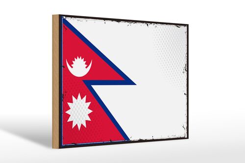 Holzschild Flagge Nepals 30x20cm Retro Flag of Nepal