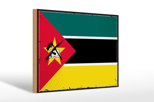 Holzschild Flagge Mosambiks 30x20cm Retro Flag Mozambique