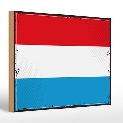 Letrero de madera Bandera de Luxemburgo 30x20cm Bandera Retro Luxemburgo