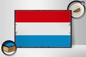Panneau en bois drapeau du Luxembourg 30x20cm Rétro Drapeau Luxembourg 2