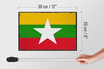 Panneau en bois drapeau du Myanmar 30x20cm Drapeau rétro du Myanmar 4