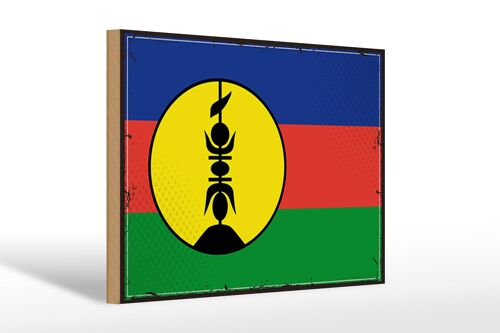 Holzschild Flagge Neukaledonien 30x20cm Retro Flag
