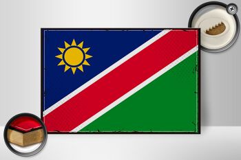 Panneau en bois drapeau de la Namibie 30x20cm Drapeau rétro de la Namibie 2