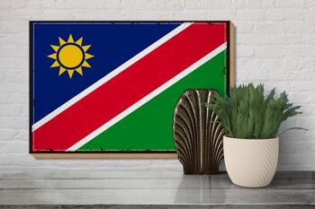 Panneau en bois drapeau de la Namibie 30x20cm Drapeau rétro de la Namibie 3