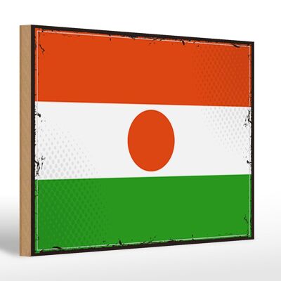 Cartello in legno bandiera del Niger 30x20 cm Bandiera retrò del Niger