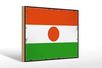 Panneau en bois drapeau du Niger 30x20cm Rétro Drapeau du Niger 1