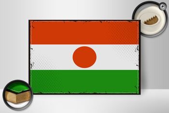 Panneau en bois drapeau du Niger 30x20cm Rétro Drapeau du Niger 2