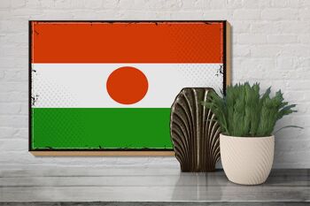 Panneau en bois drapeau du Niger 30x20cm Rétro Drapeau du Niger 3