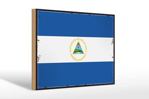 Holzschild Flagge Nicaraguas 30x20cm Retro Flag Nicaragua