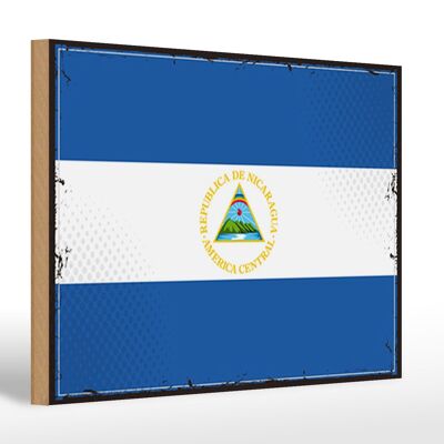 Letrero de madera Bandera de Nicaragua 30x20cm Bandera Retro Nicaragua