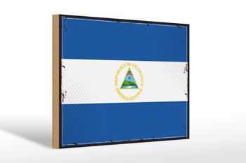 Panneau en bois drapeau du Nicaragua 30x20cm Drapeau rétro Nicaragua 1
