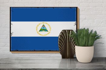 Panneau en bois drapeau du Nicaragua 30x20cm Drapeau rétro Nicaragua 3