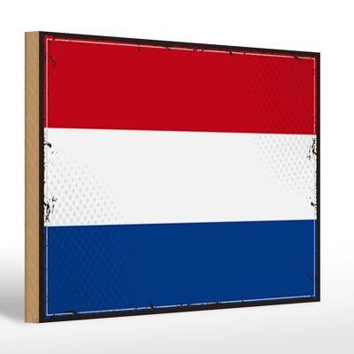 Letrero de madera bandera Países Bajos 30x20cm Retro Países Bajos