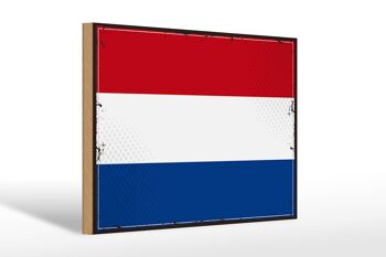 Panneau en bois drapeau Pays-Bas 30x20cm Rétro Pays-Bas 1