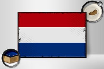 Panneau en bois drapeau Pays-Bas 30x20cm Rétro Pays-Bas 2