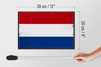 Panneau en bois drapeau Pays-Bas 30x20cm Rétro Pays-Bas 4