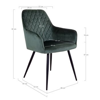 Harbo Dining Chair - Chaise en velours vert HN1206 6