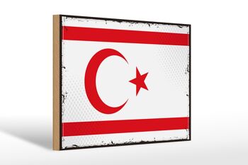 Drapeau panneau en bois Chypre du Nord 30x20cm drapeau rétro 1