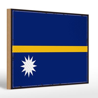 Holzschild Flagge Naurus 30x20cm Retro Flag of Nauru