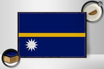 Panneau en bois drapeau de Nauru 30x20cm Drapeau rétro de Nauru 2