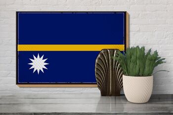 Panneau en bois drapeau de Nauru 30x20cm Drapeau rétro de Nauru 3