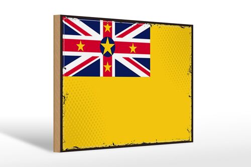 Holzschild Flagge Niues 30x20cm Retro Flag of Niue