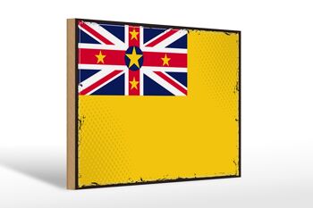 Panneau en bois drapeau de Niue 30x20cm Drapeau rétro de Niue 1