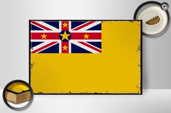 Panneau en bois drapeau de Niue 30x20cm Drapeau rétro de Niue 2